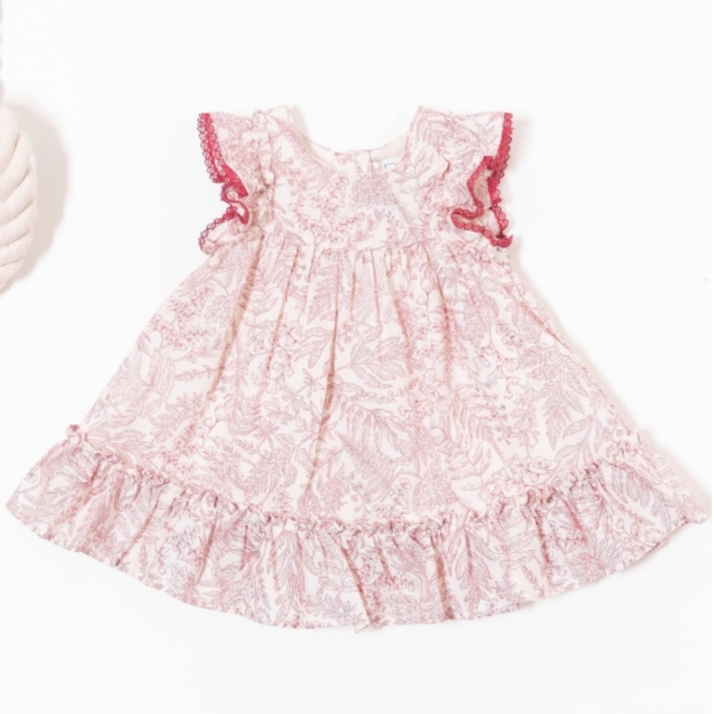 Tartine et Chocolat Burnt sienna with Liberty fabric and ruffles dress Size 2A